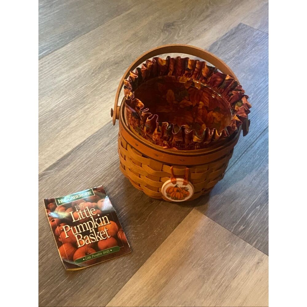 Longaberger 1997 Fall Little Pumpkin Basket, Liner, Protector, Tie-on - Picture 9 of 11